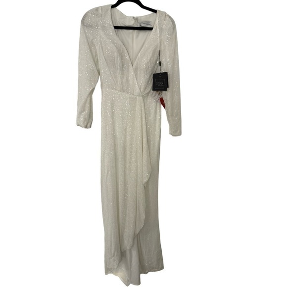 Mac Duggal Size 2 $398 NWT Sequin Wrap High Low Long Sleeve Wrap Gown - Picture 4 of 11